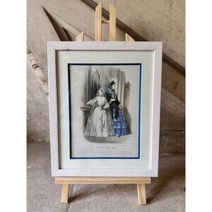 Antique French Framed Art Fashion Print: Les Modes Parisiennes, Lithograph
